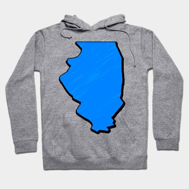 Bright Blue Illinois Outline Hoodie by Mookle